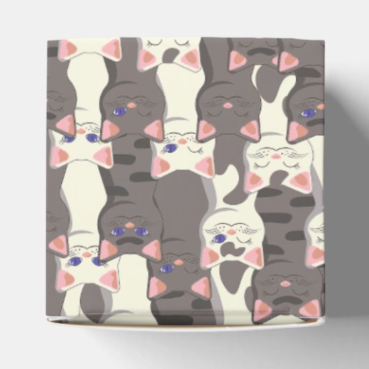 Witte en grijze kattenpatroon bedankdoosjes (Bovenkant)