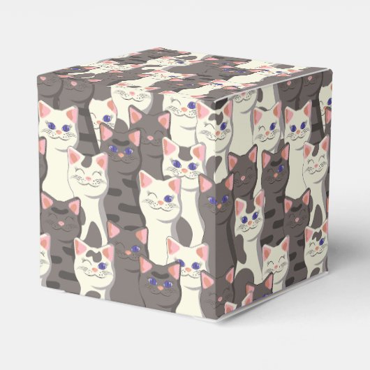 Witte en grijze kattenpatroon bedankdoosjes (Achterkant)