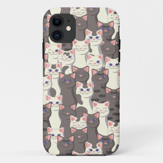 Witte en grijze kattenpatroon Case-Mate iPhone case (Achterkant)