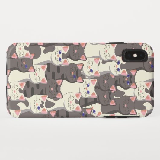 Witte en grijze kattenpatroon Case-Mate iPhone case (Achterkant (horizontaal))