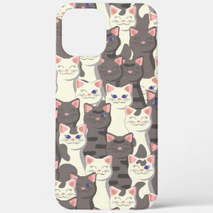 Witte en grijze kattenpatroon iPhone 12 pro max hoesje