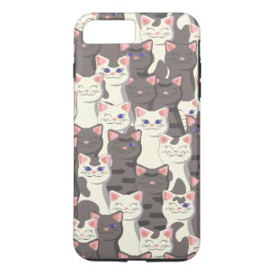 Witte en grijze kattenpatroon iPhone 8 plus / 7 plus hoesje