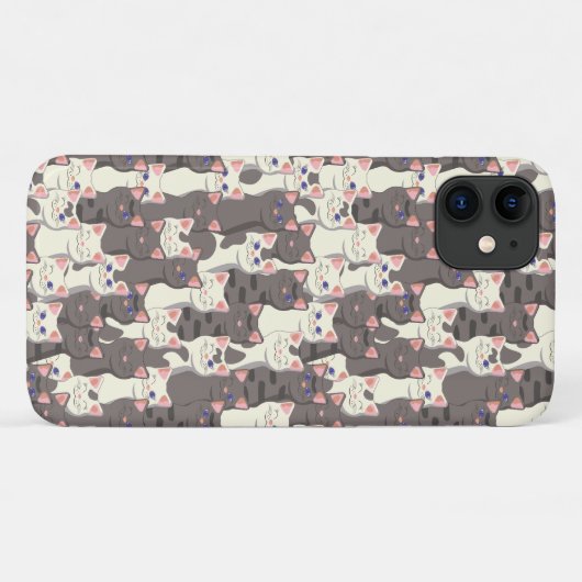 Witte en grijze kattenpatroon Case-Mate iPhone case (Achterkant (horizontaal))