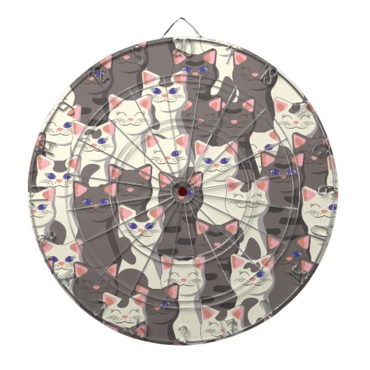 Witte en grijze kattenpatroon dartbord (Voorkant)