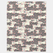 Witte en grijze kattenpatroon fleece deken (Voorkant)