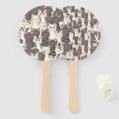 Witte en grijze kattenpatroon handwaaier (Voorkant en achterkant)