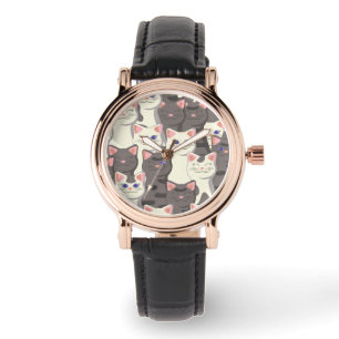 Witte en grijze kattenpatroon horloge