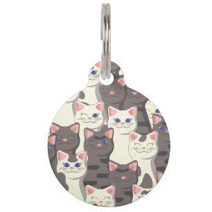 Witte en grijze kattenpatroon huisdierpenning