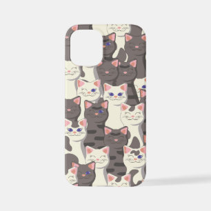 Witte en grijze kattenpatroon iPhone 12 mini hoesje
