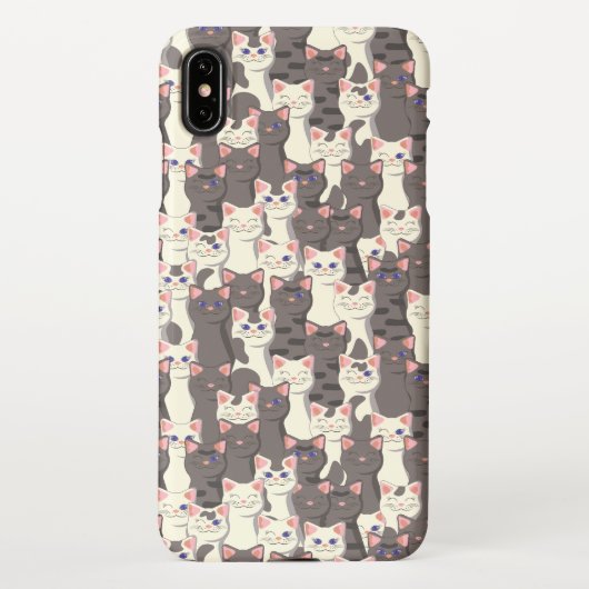 Witte en grijze kattenpatroon iPhone hoesje (Achterkant)