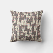 Witte en grijze kattenpatroon kussen (Achterkant)