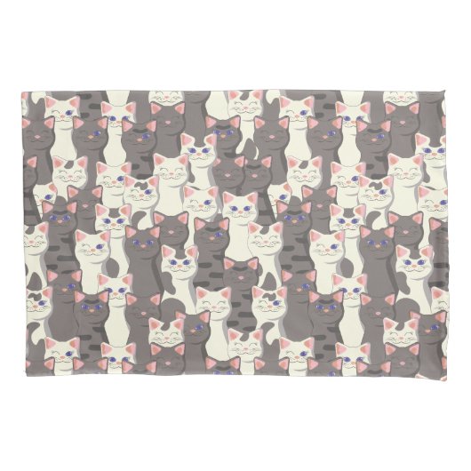 Witte en grijze kattenpatroon kussensloop (Voorkant)