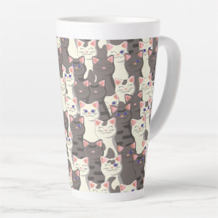 Witte en grijze kattenpatroon latte mok