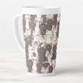 Witte en grijze kattenpatroon latte mok (Linkerhoek)