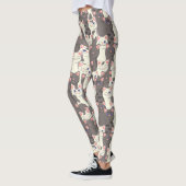 Witte en grijze kattenpatroon leggings (Links)