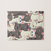 Witte en grijze kattenpatroon legpuzzel (Horizontaal)