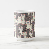 Witte en grijze kattenpatroon magische mok (Midden)