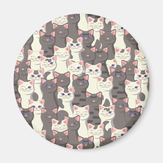 Witte en grijze kattenpatroon magneet (Voorkant)
