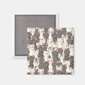 Witte en grijze kattenpatroon magneet (Voorkant / Achterkant)
