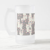 Witte en grijze kattenpatroon matglas bierpul (Links)