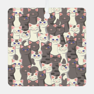 Witte en grijze kattenpatroon metalen ornament