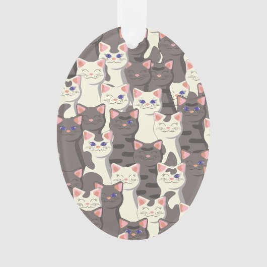 Witte en grijze kattenpatroon ornament (voorkant)