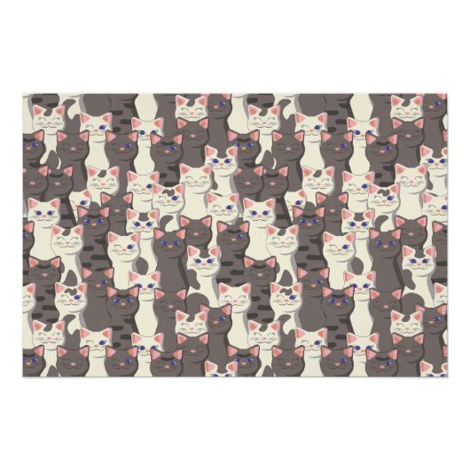 Witte en grijze kattenpatroon perfect poster (Voorkant)