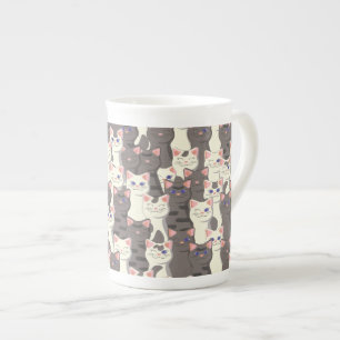 Witte en grijze kattenpatroon porselein kop