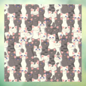 Witte en grijze kattenpatroon raamsticker (Vel 3)