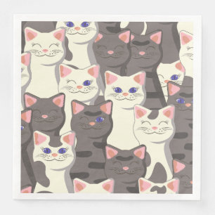 Witte en grijze kattenpatroon servet