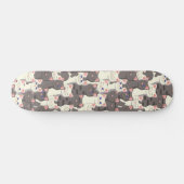 Witte en grijze kattenpatroon skateboard (Horizontaal)