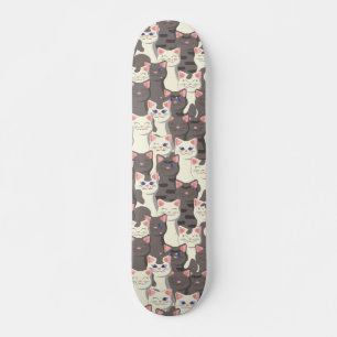 Witte en grijze kattenpatroon skateboard