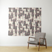 Witte en grijze kattenpatroon wandkleed (In Situ (horizontaal))