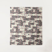 Witte en grijze kattenpatroon wandkleed (Voorkant)