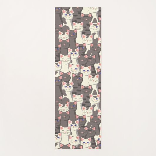 Witte en grijze kattenpatroon yogamat (Voorkant)