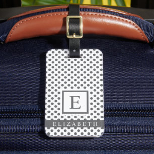witte en grijze polka dot bagagelabel