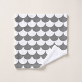 Witte en grijze schellop bad handdoek (Wasdoekje)