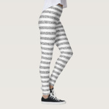 Witte en grijze streep met zilverglitter-Leggings