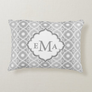 Witte en grijze strepen Witte Quatrefoil Decoratief Kussen