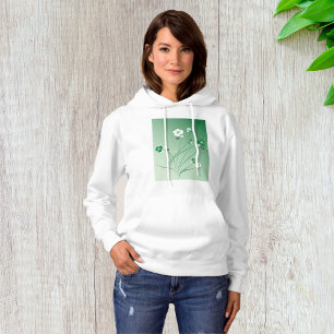 Witte en groene bloemen hoodie