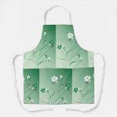 Witte en groene bloemen schort (Voorkant)