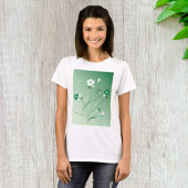 Witte en groene bloemen t-shirt