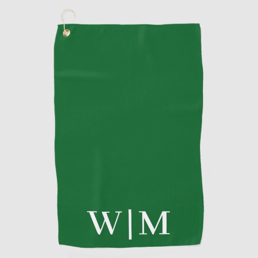 Witte en groene gepersonaliseerde golfhanddoek (Voorkant)