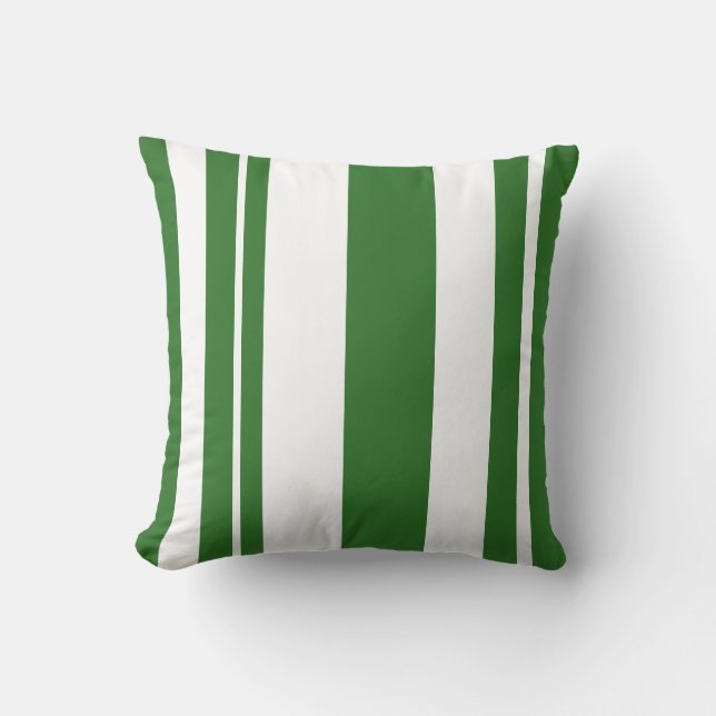 Witte en groene gestripte zuigkussen kussen (Voorkant)