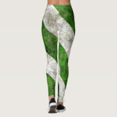 Witte en groene grunge strepen leggings (Achterkant)