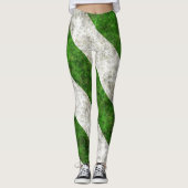 Witte en groene grunge strepen leggings (Voorkant)