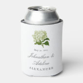 Witte en groene Hydrangea bruiloft gunst Blikjeskoeler (Blikje Voorkant)