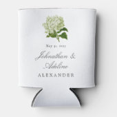 Witte en groene Hydrangea bruiloft gunst Blikjeskoeler (Voorkant)