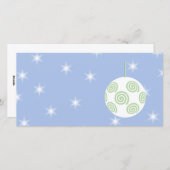 Witte en groene kerst Bauble. Op Starry Blue. Feestdagenkaart (Voorkant / Achterkant)