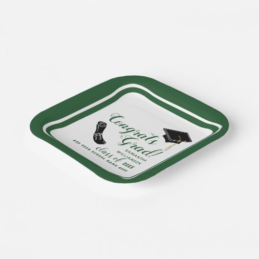 Witte en groene klasse van 2025 Afstuderen Papieren Bordje (Gebogen)